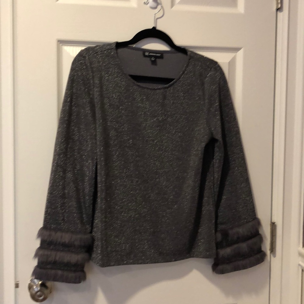 Inc sweater with faux fur sleeves